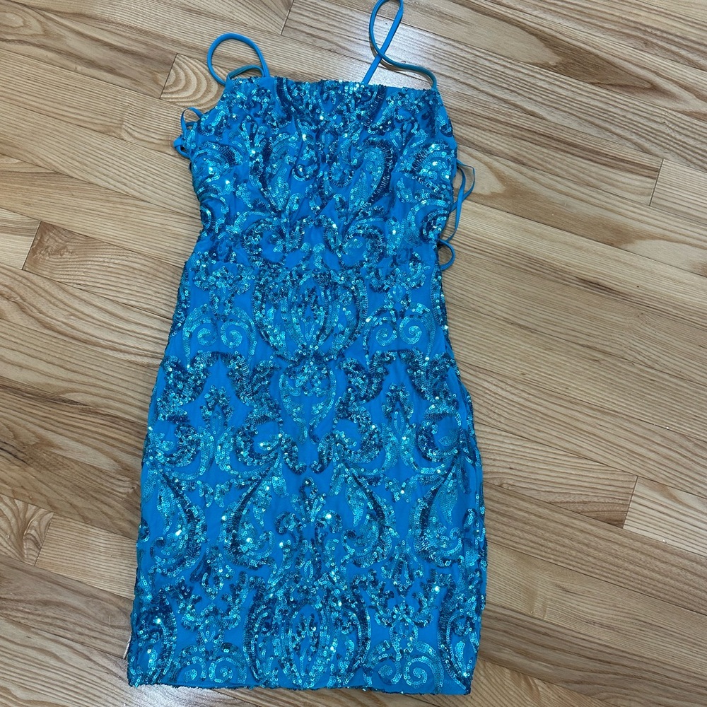 Sequin short dress blue sparkly
